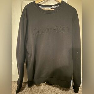 Calvin Klein Black Soft Touch Fleece Crewneck Sweater